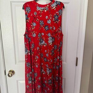 NWT Loft Floral Print Dress - Red - L